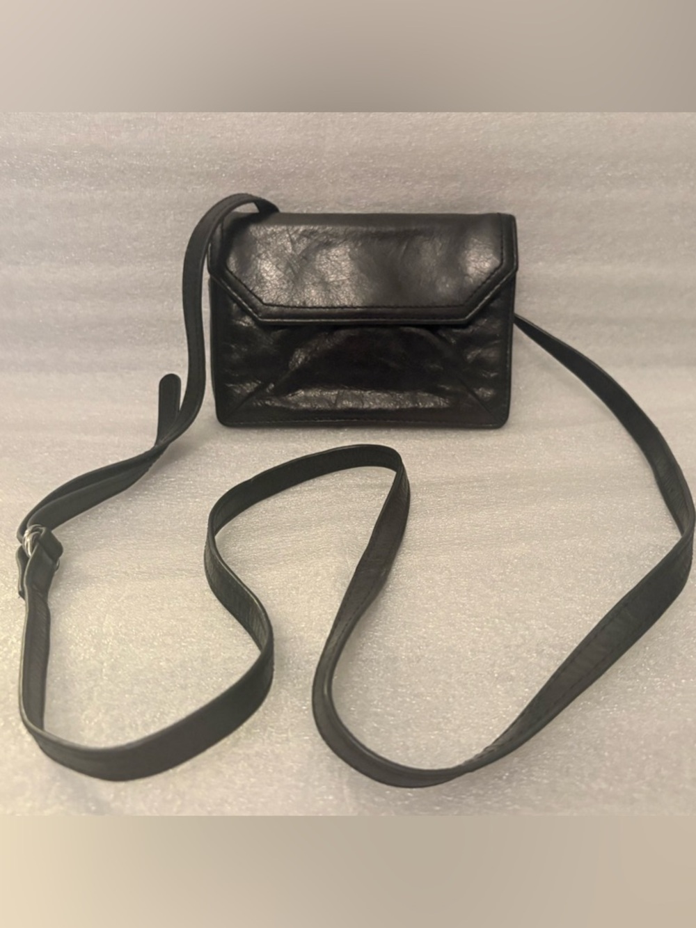 Hobo The Original Black Distressed Leather Organizer Crossbody | Boutique Boho